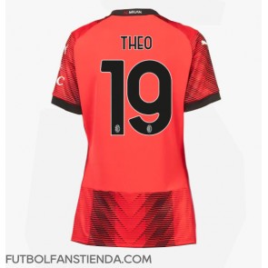 AC Milan Theo Hernandez #19 Primera Equipación Mujer 2023-24 Manga Corta